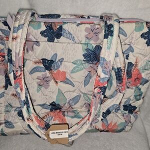 Vera Bradley Floral Quilted Tote - Blue and Pink